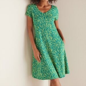 Soft Surroundings Short Santiago Gaia Dress Tropical Green Women's Size Large